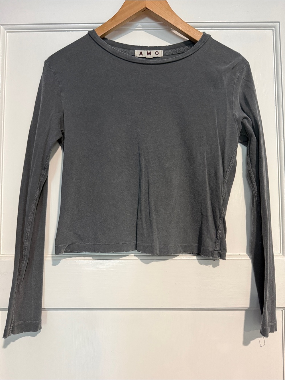 AMO Charcoal Gray Long Sleeve Crewneck Top